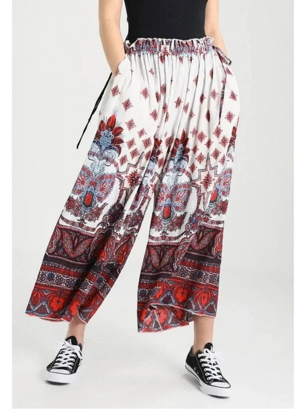 Free People Gold Dust Printed Wide Leg Pants Women’s XS Bohemian Festival Spring